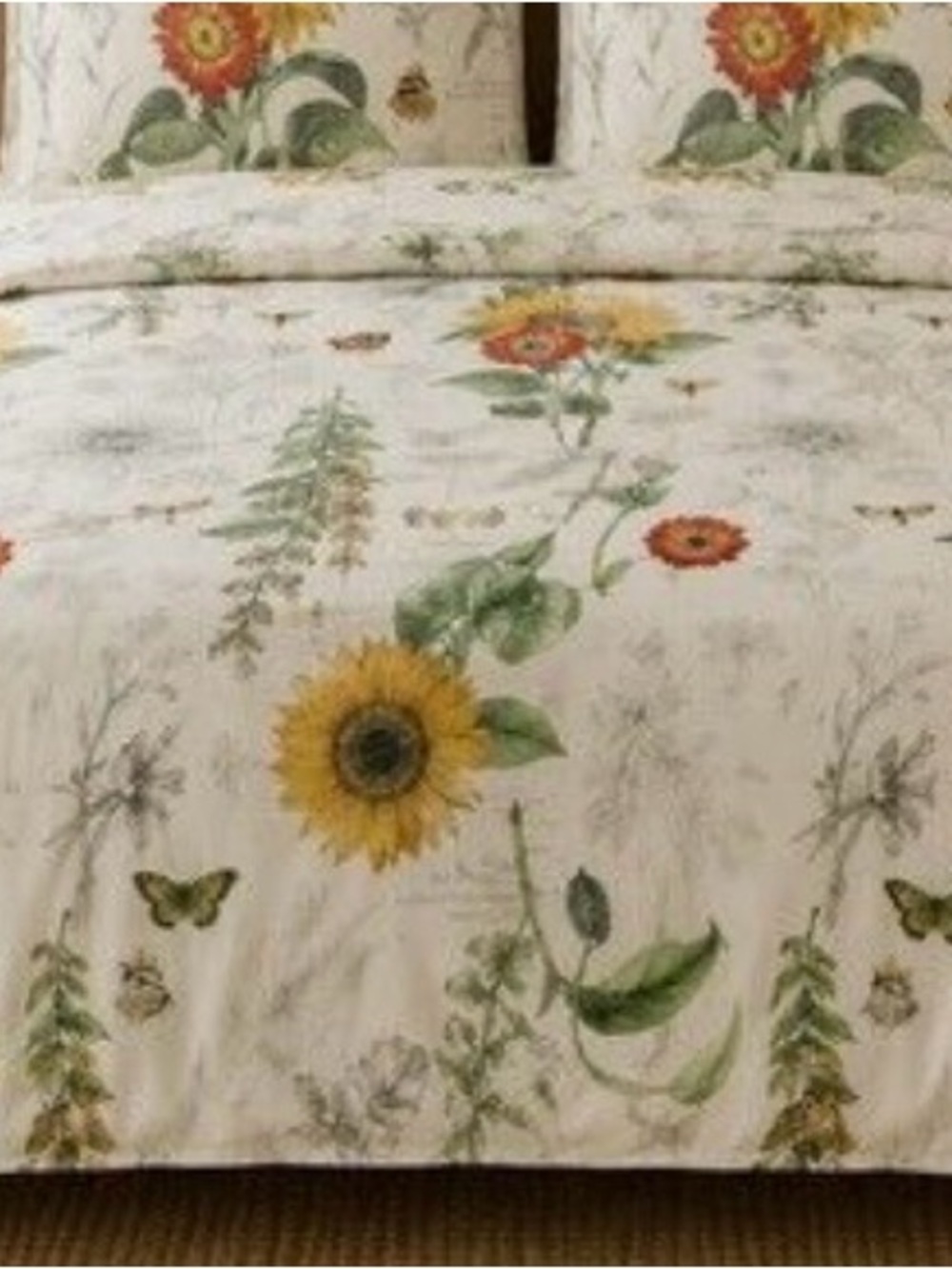 Pottery Barn Cream Sunflower & Wildflower Duvet Cover